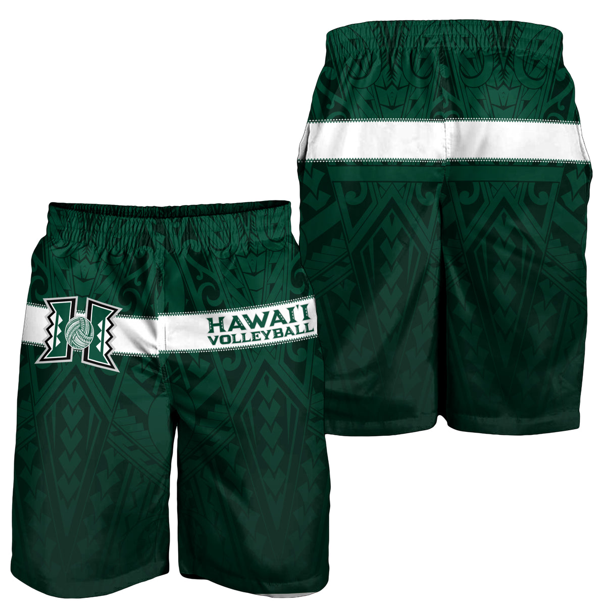 Hawaii Volleyball Green Warrior Men Short - LT2 - Polynesian Pride