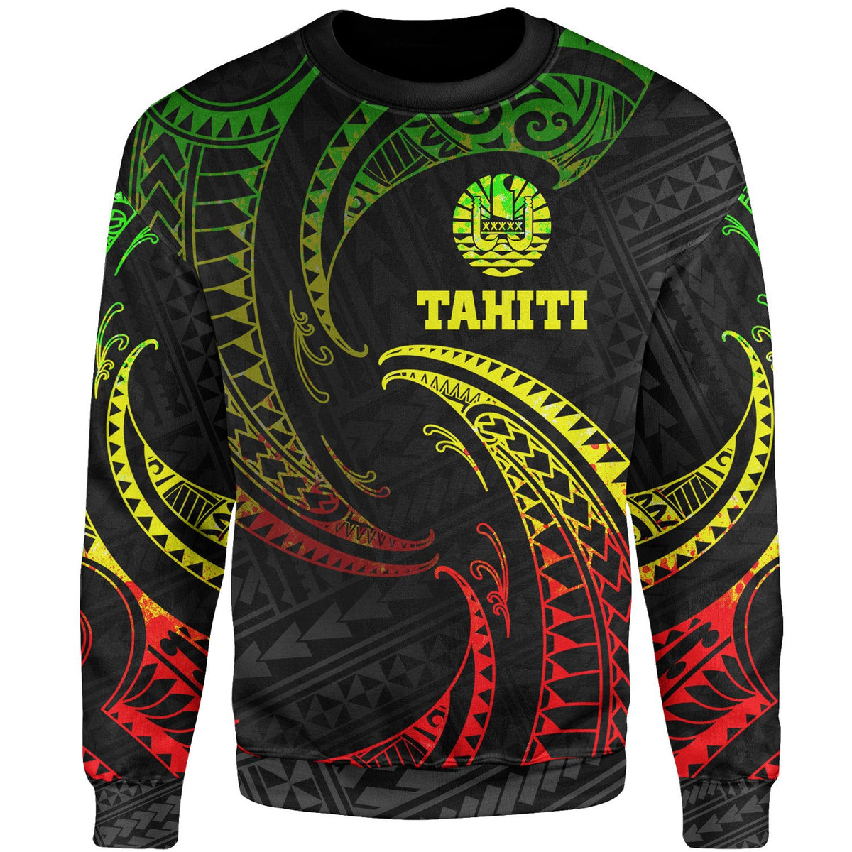 Tahiti Polynesian Sweater - Reggae Tribal Wave Unisex Reggae - Polynesian Pride