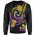 Polynesian Custom Personalised Sweatshirt - Plumeria Flowers with Spiral Patterns Unisex Black - Polynesian Pride