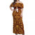 Hawaii Castle High School Tattoo Tribal Off Shoulder Dress Ver2 - LT12 Long Dress Orange - Polynesian Pride