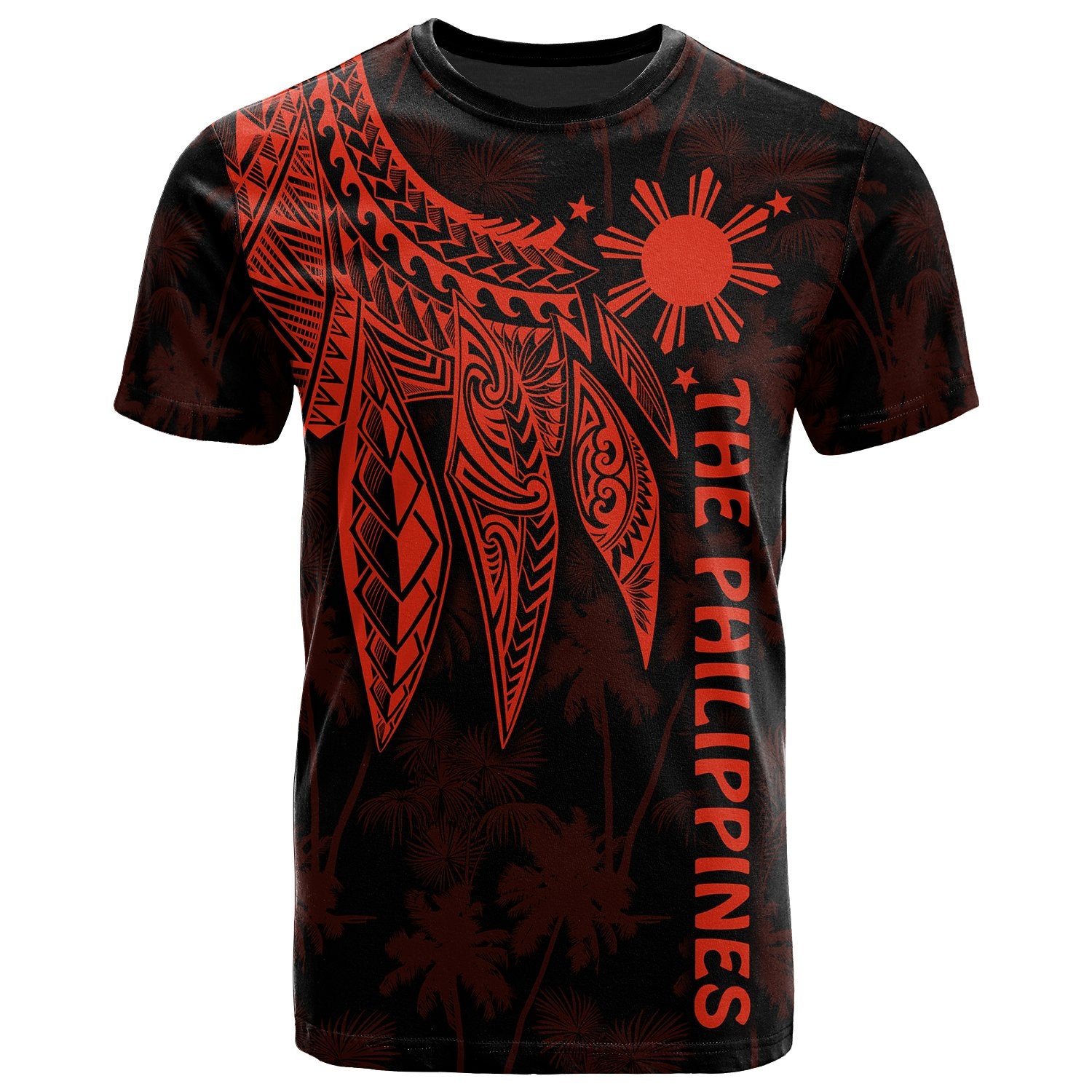 The Philippines T Shirt Polynesian Wings (Red) Unisex Red - Polynesian Pride