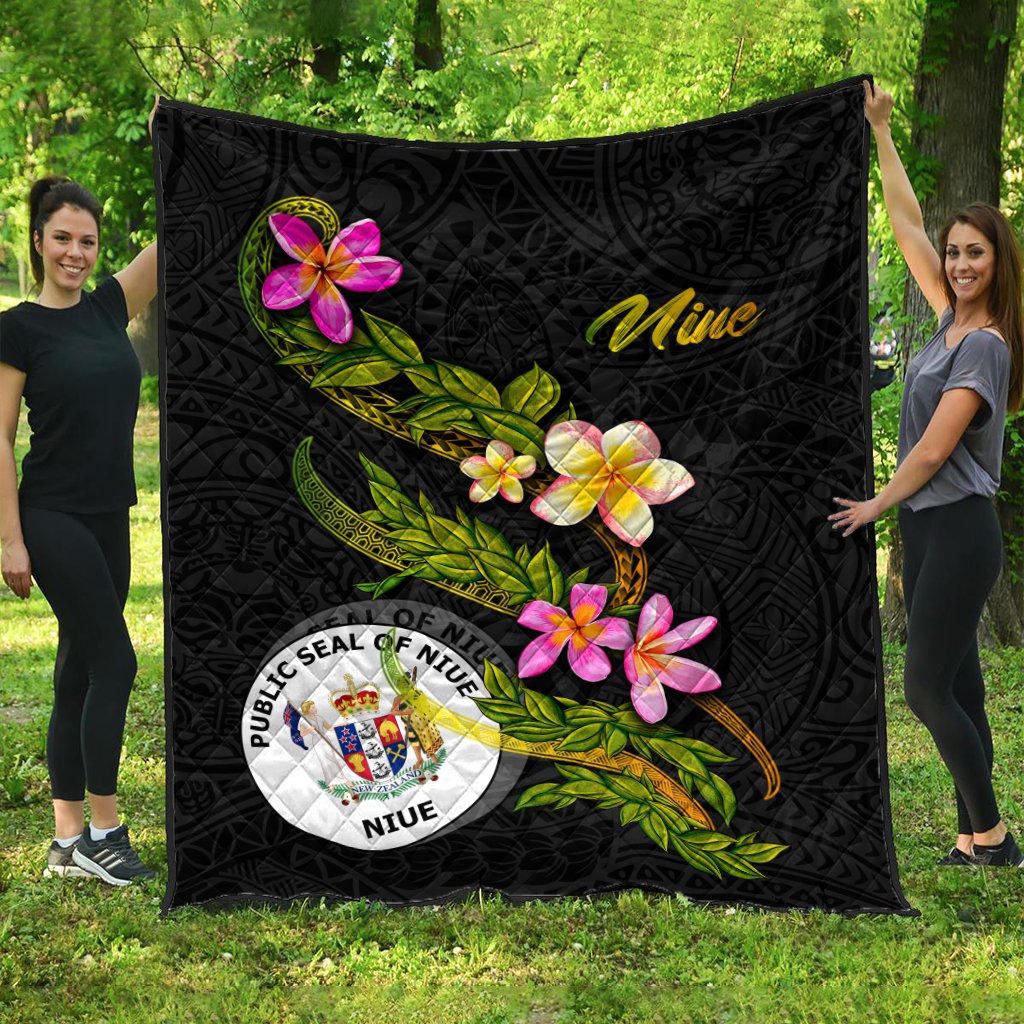 Niue Polynesian Quilt - Plumeria Tribal Black - Polynesian Pride