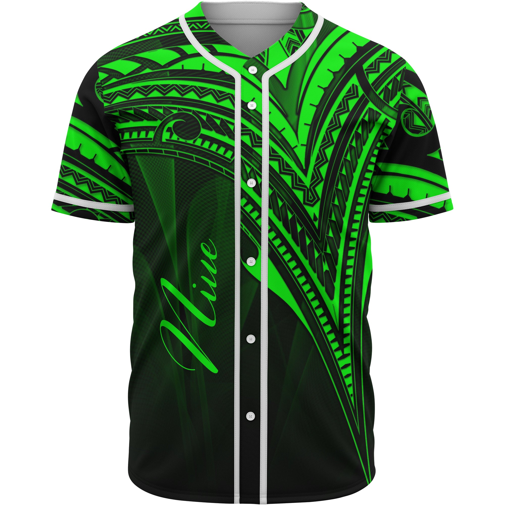 Niue Baseball Shirt - Green Color Cross Style Unisex Red - Polynesian Pride