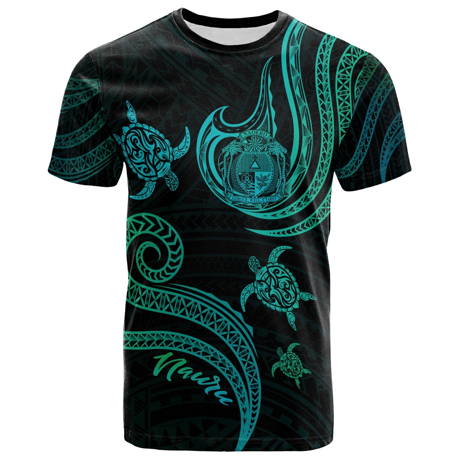 Nauru T Shirt Polynesian Turtle With Pattern Unisex Art - Polynesian Pride