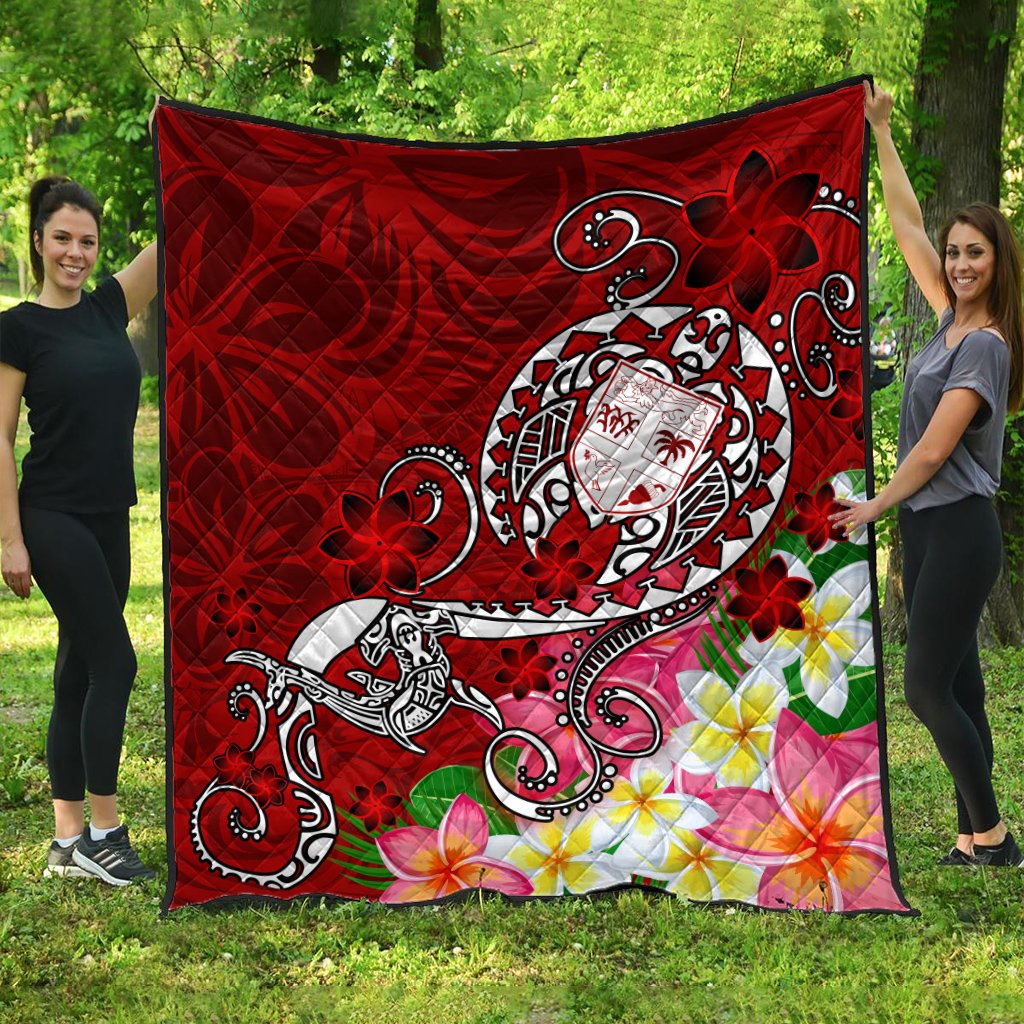 Fiji Premium Quilt - Turtle Plumeria (Red) Red - Polynesian Pride