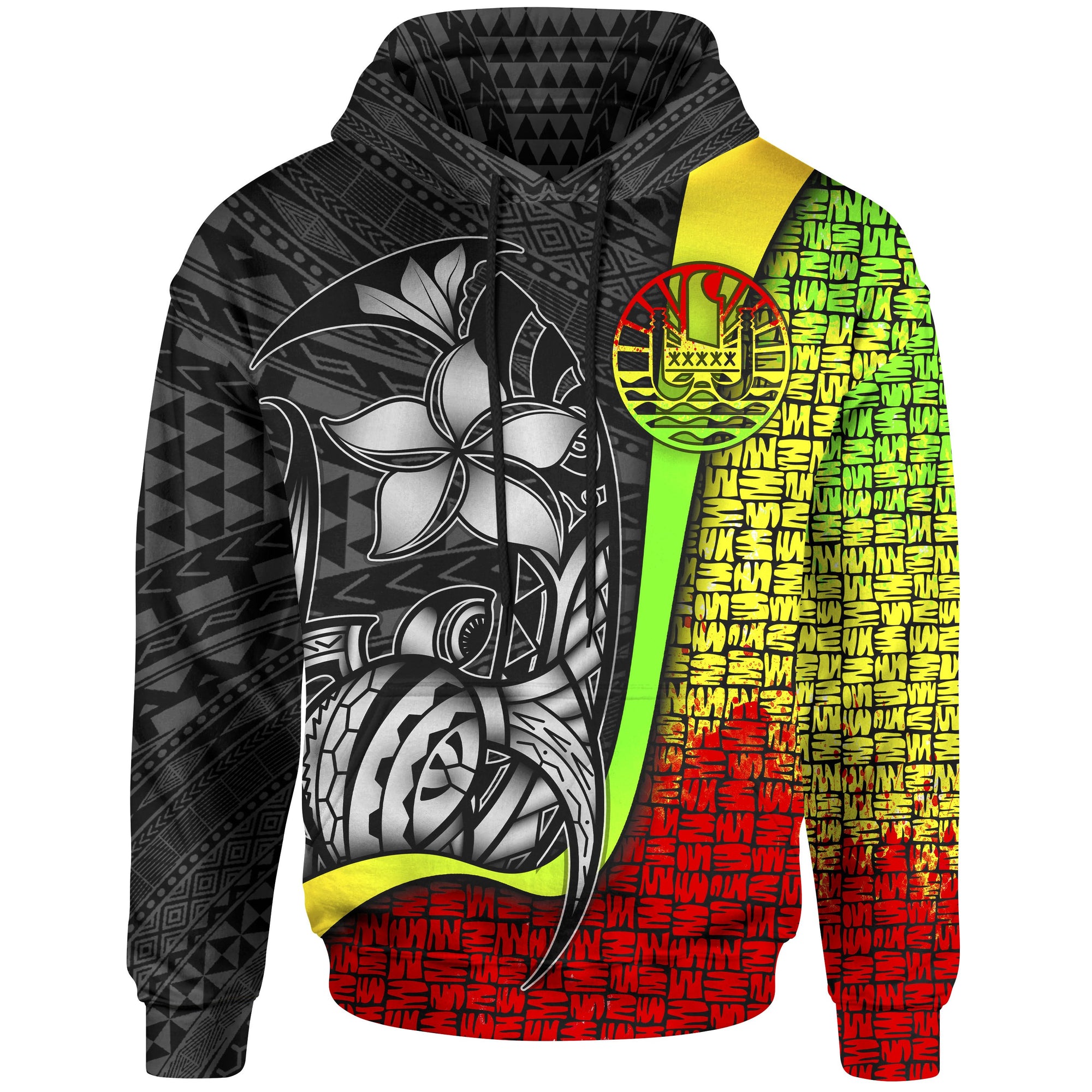 Tahiti Polynesian Hoodie Reggae Turtle with Hook Unisex REGGAE - Polynesian Pride