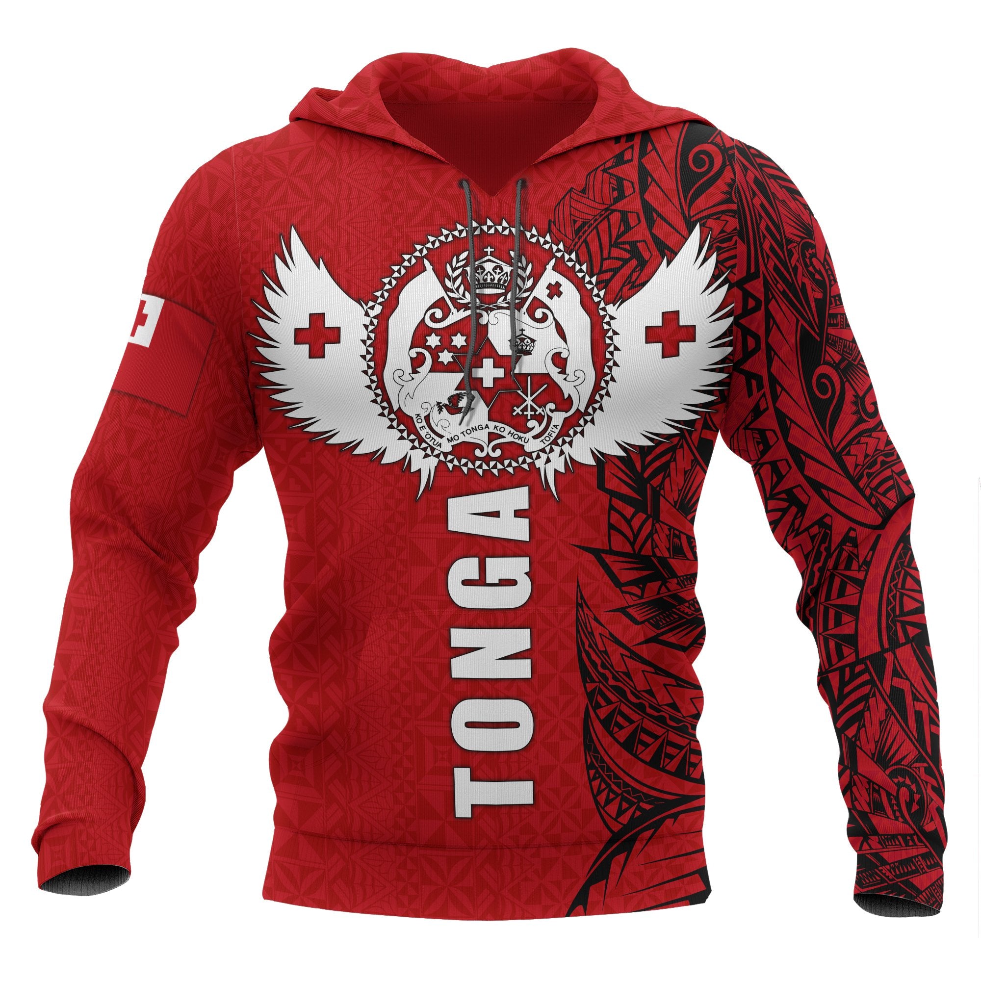 Tonga Polynesian Hoodie Tonga Wings Unisex Red - Polynesian Pride