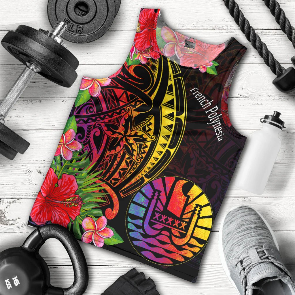 French Polynesia Men's Tank Top - Tropical Hippie Style Black - Polynesian Pride