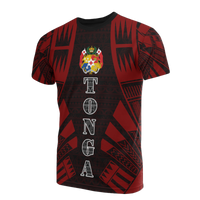Tonga T Shirt Tonga Coat of Arms Polynesian Tattoo Red Style Unisex Red - Polynesian Pride