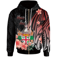 Fiji Custom Zip Hoodie Red Polynesian Hibiscus Pattern Style Unisex Red - Polynesian Pride