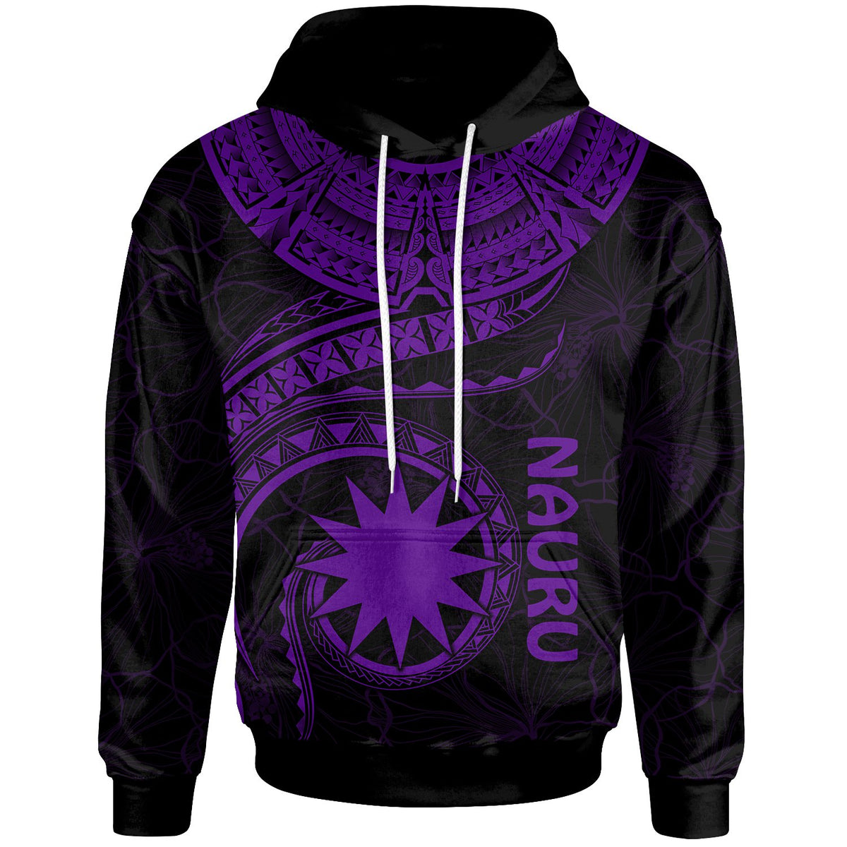 Nauru Polynesian Hoodie Nauru Waves (Purple) Unisex Purple - Polynesian Pride