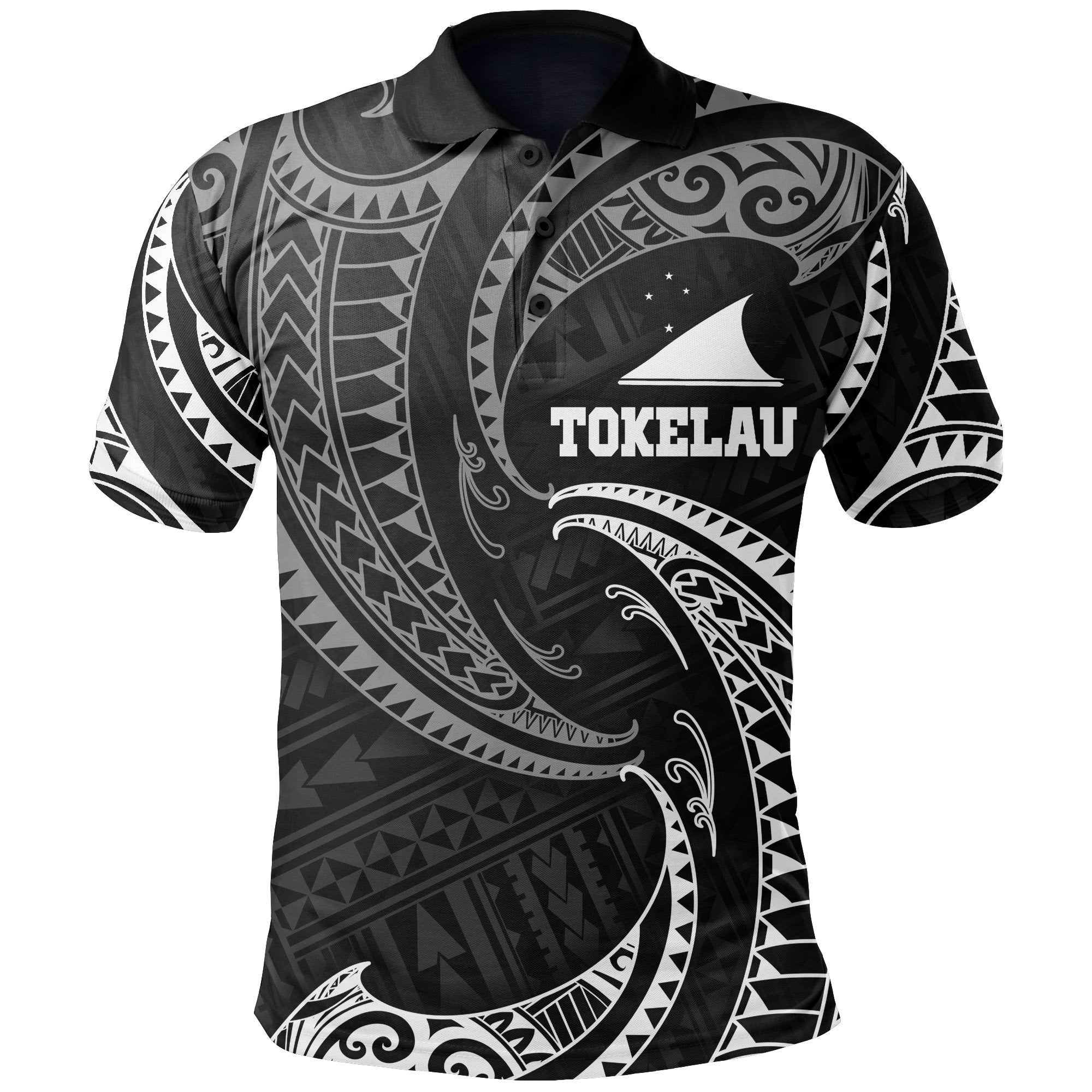 Tokelau Polynesian Polo Shirt White Tribal Wave Unisex White - Polynesian Pride