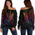 New Caledonia Women's Off Shoulder Sweater - Butterfly Polynesian Style Black - Polynesian Pride