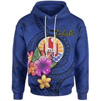 Tahiti Polynesian Hoodie Floral With Seal Blue Unisex Blue - Polynesian Pride