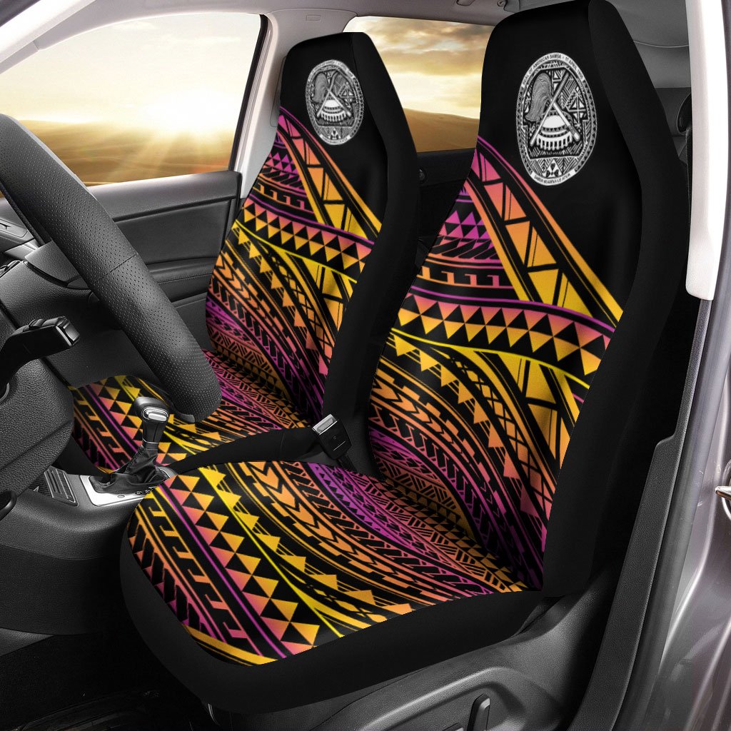 American Samoa Car Seat Cover - Special Polynesian Ornaments Universal Fit Black - Polynesian Pride