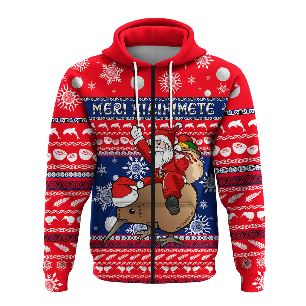 New Zealand Maori Meri Kirihimete Hoodie LT2 - Polynesian Pride