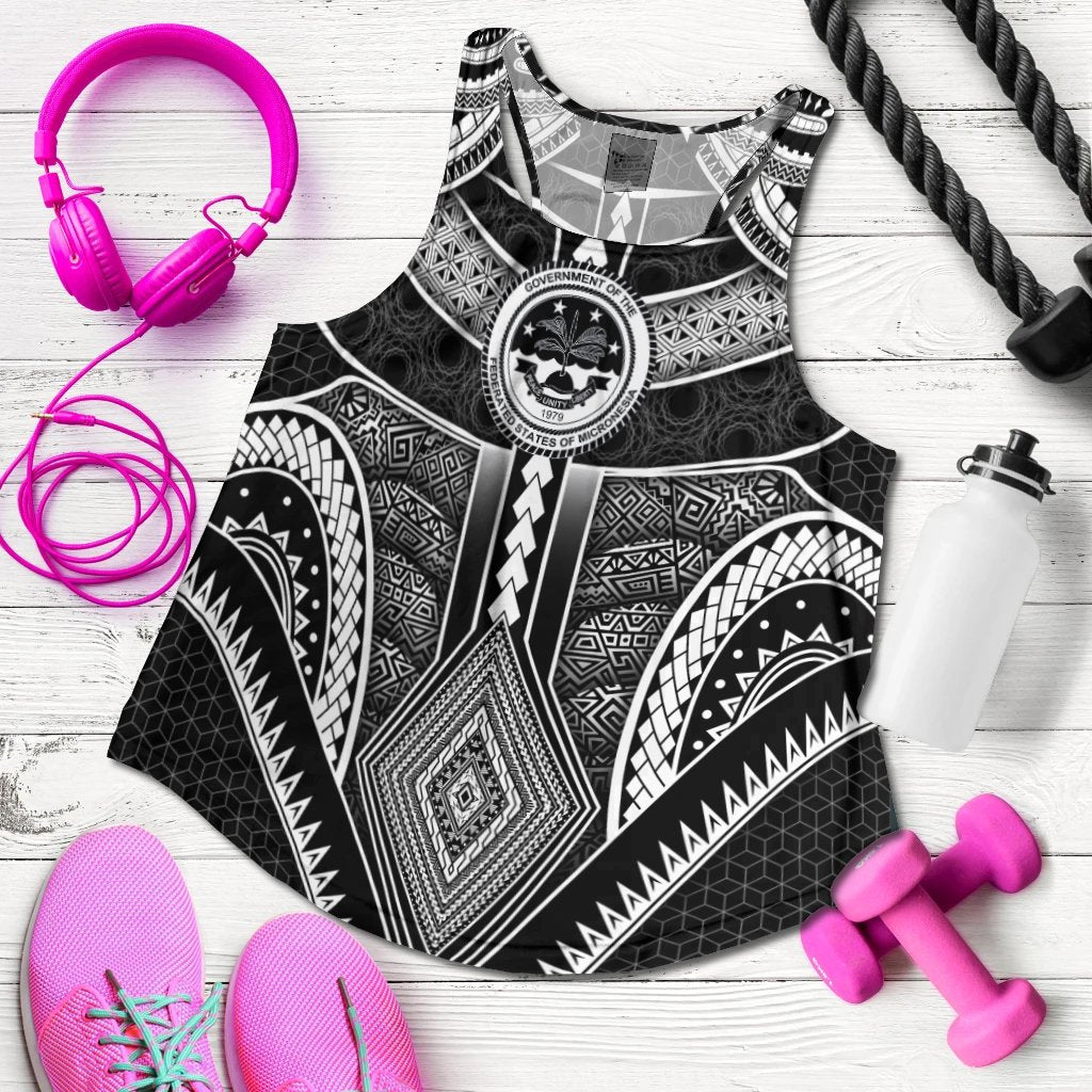 Polynesian FSM Women's Racerback Tank - Poly Pattern With COA Federated States of Micronesia - Polynesian Pride