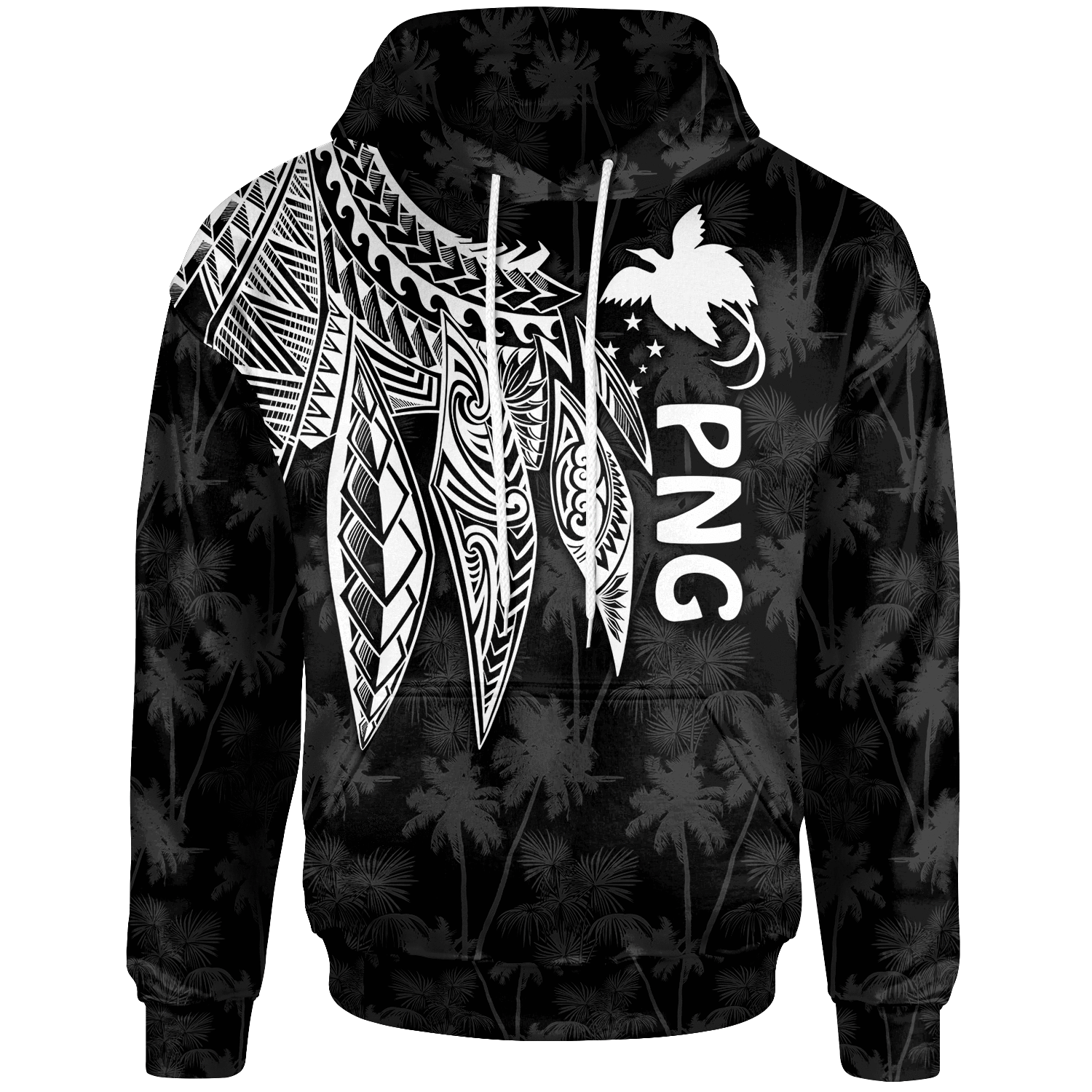 Papua New Guinea Hoodie Polynesian Wings (White) Unisex White - Polynesian Pride