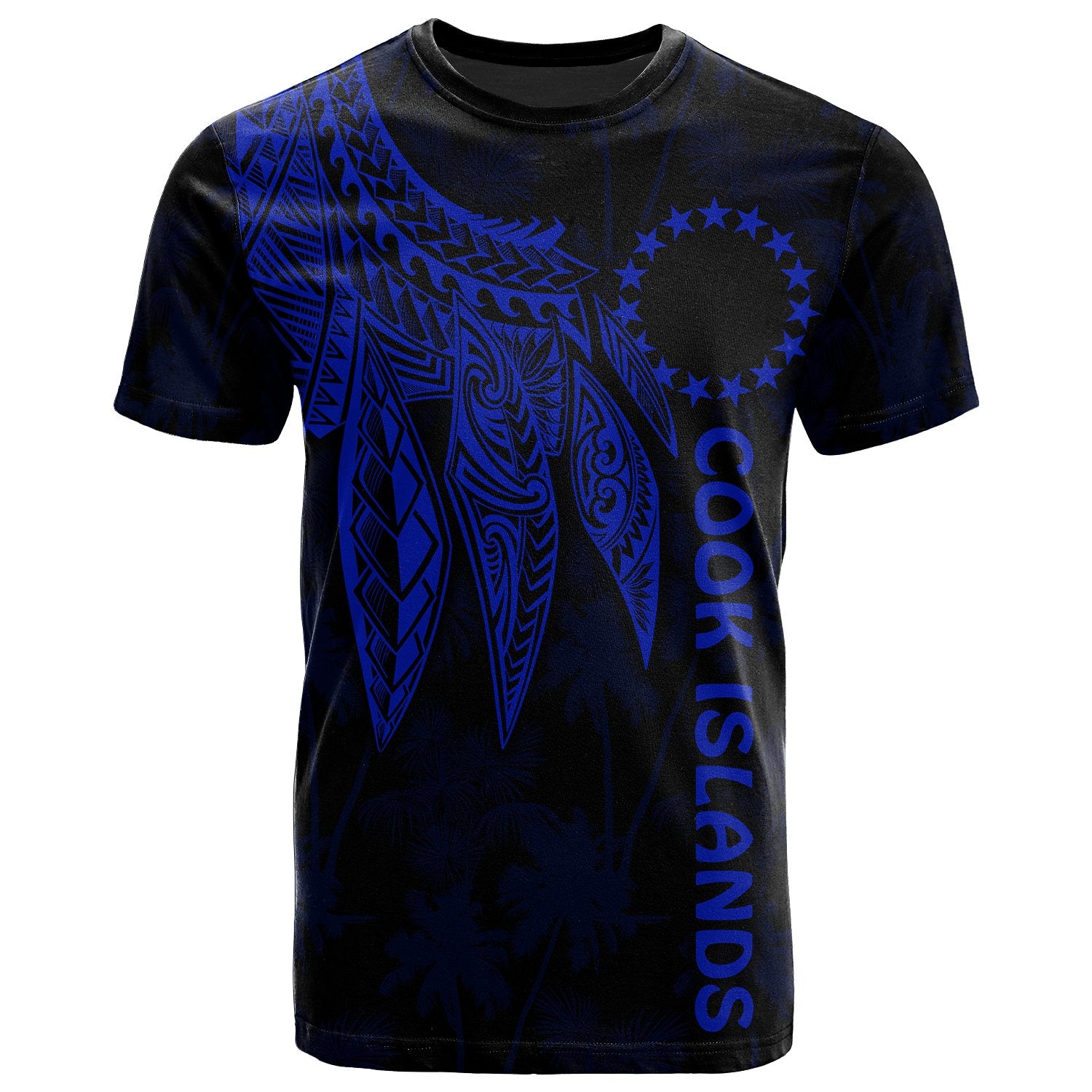 Cook Islands T Shirt Polynesian Wings (Blue) Unisex Blue - Polynesian Pride