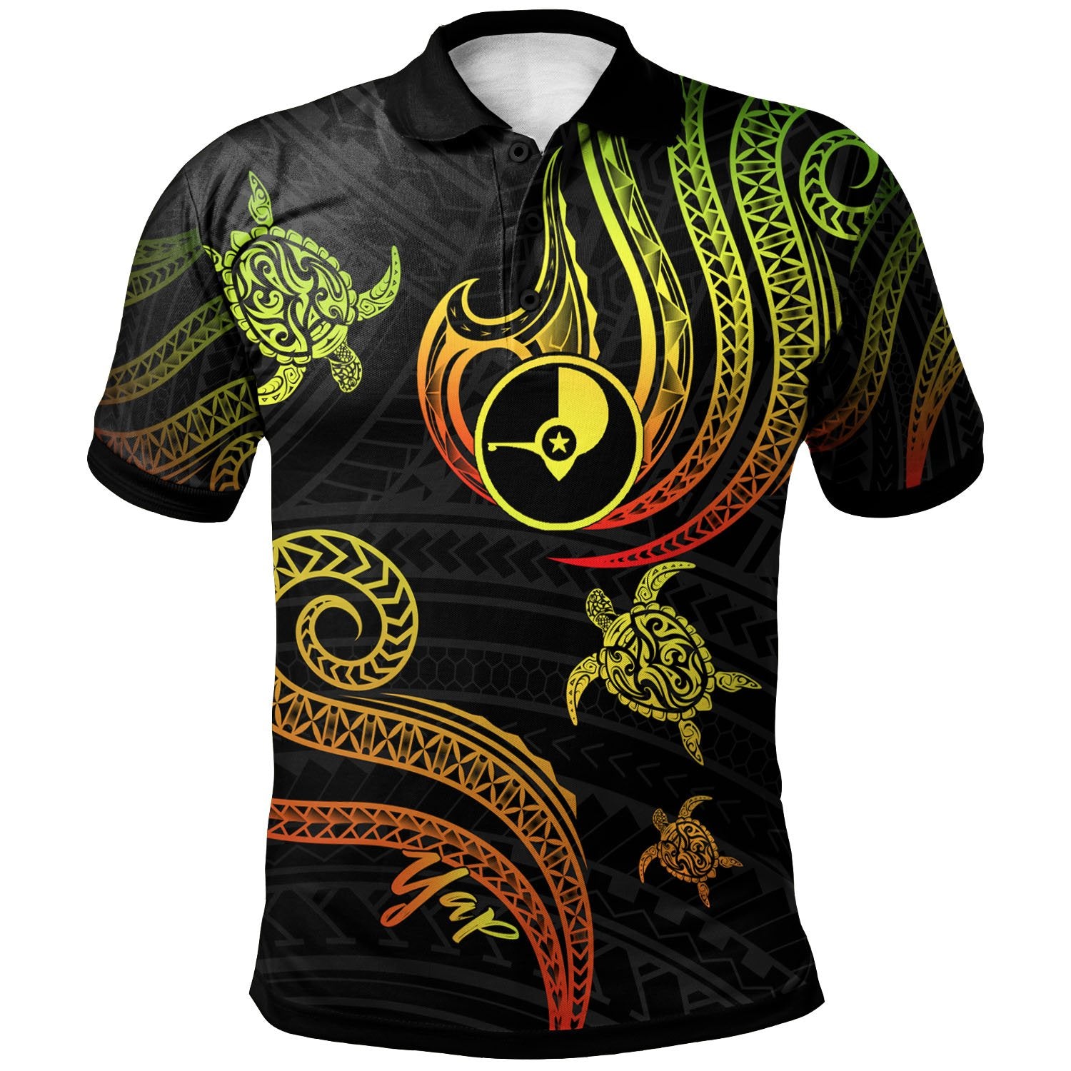 Yap Polo Shirt Polynesian Turtle With Pattern Reggae Unisex Reggae - Polynesian Pride