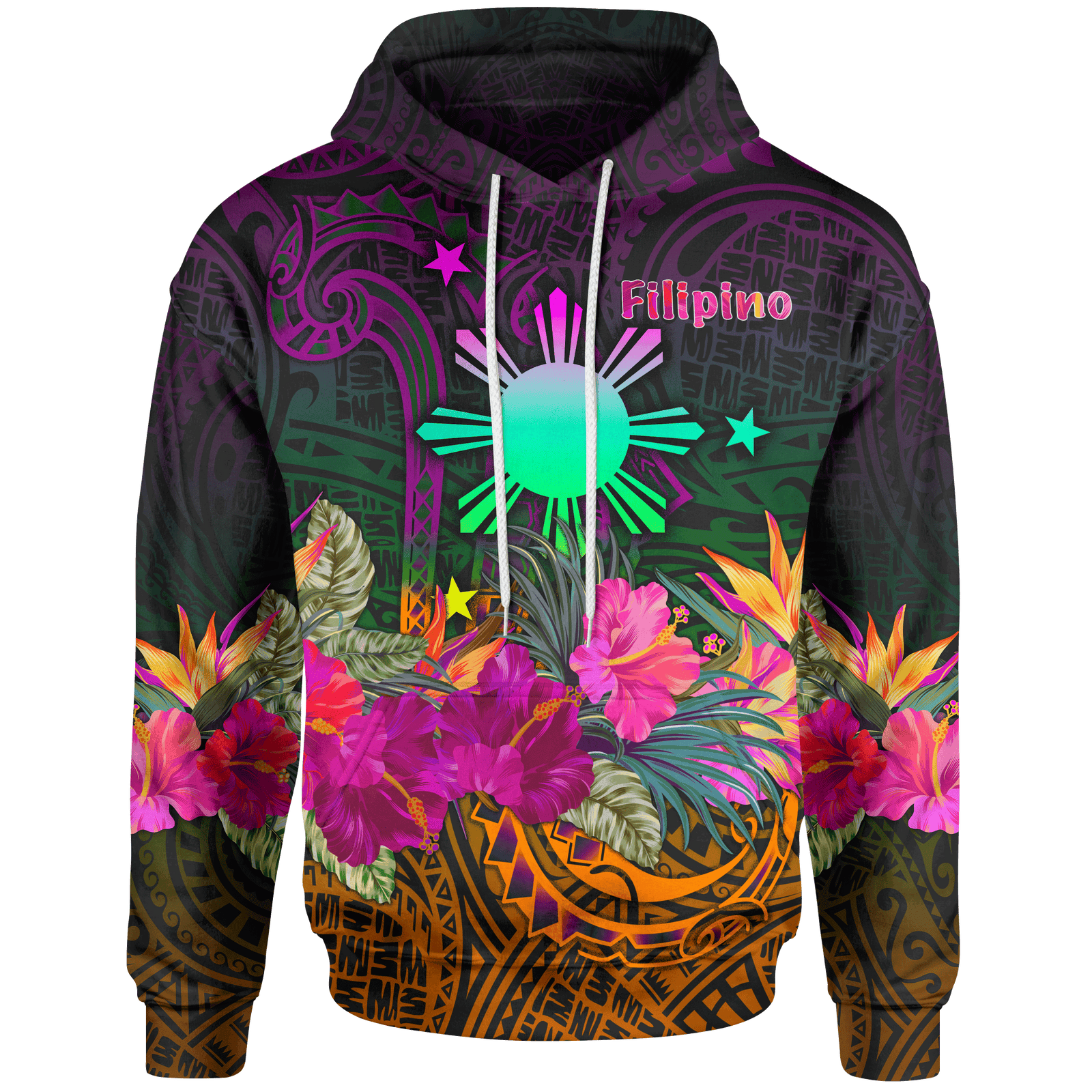 The Philippines Hoodie Summer Hibiscus Unisex Reggae - Polynesian Pride