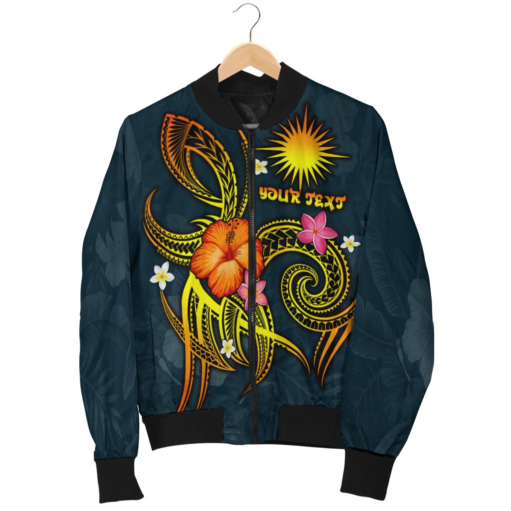 Marshall Islands Polynesian Personalised Men's Bomber Jacket - Legend of Marshall Islands (Blue) - Polynesian Pride