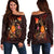 Papua New Guinea Polynesian Women's Off Shoulder Sweater - Legend of Papua New Guinea (Red) Red - Polynesian Pride