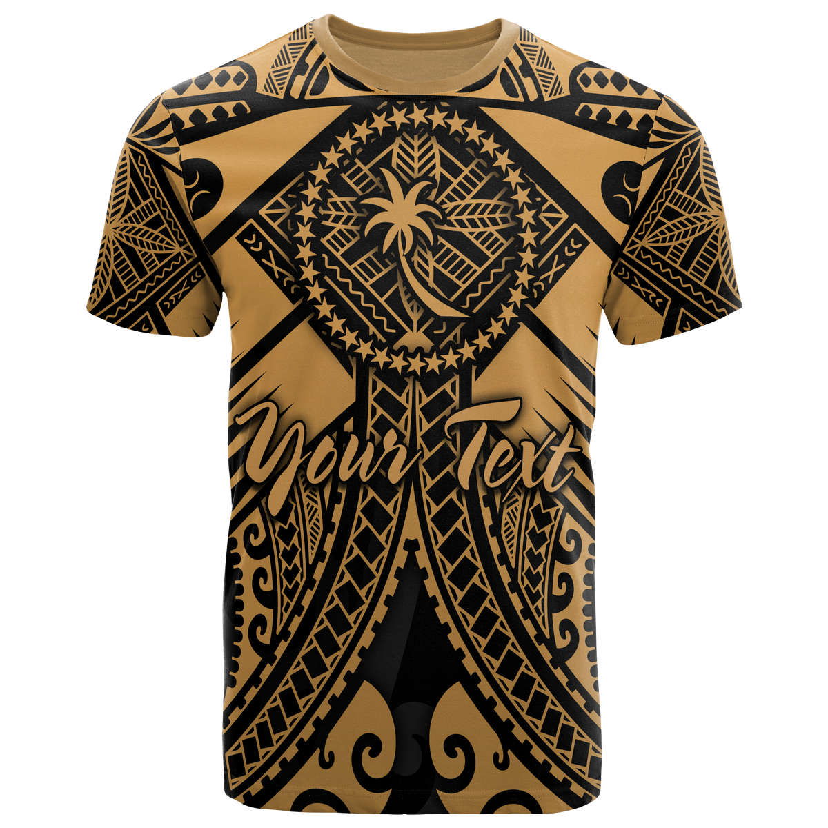 Chuuk Custom T Shirt Gold Seal with Polynesian Tattoo Unisex Art - Polynesian Pride