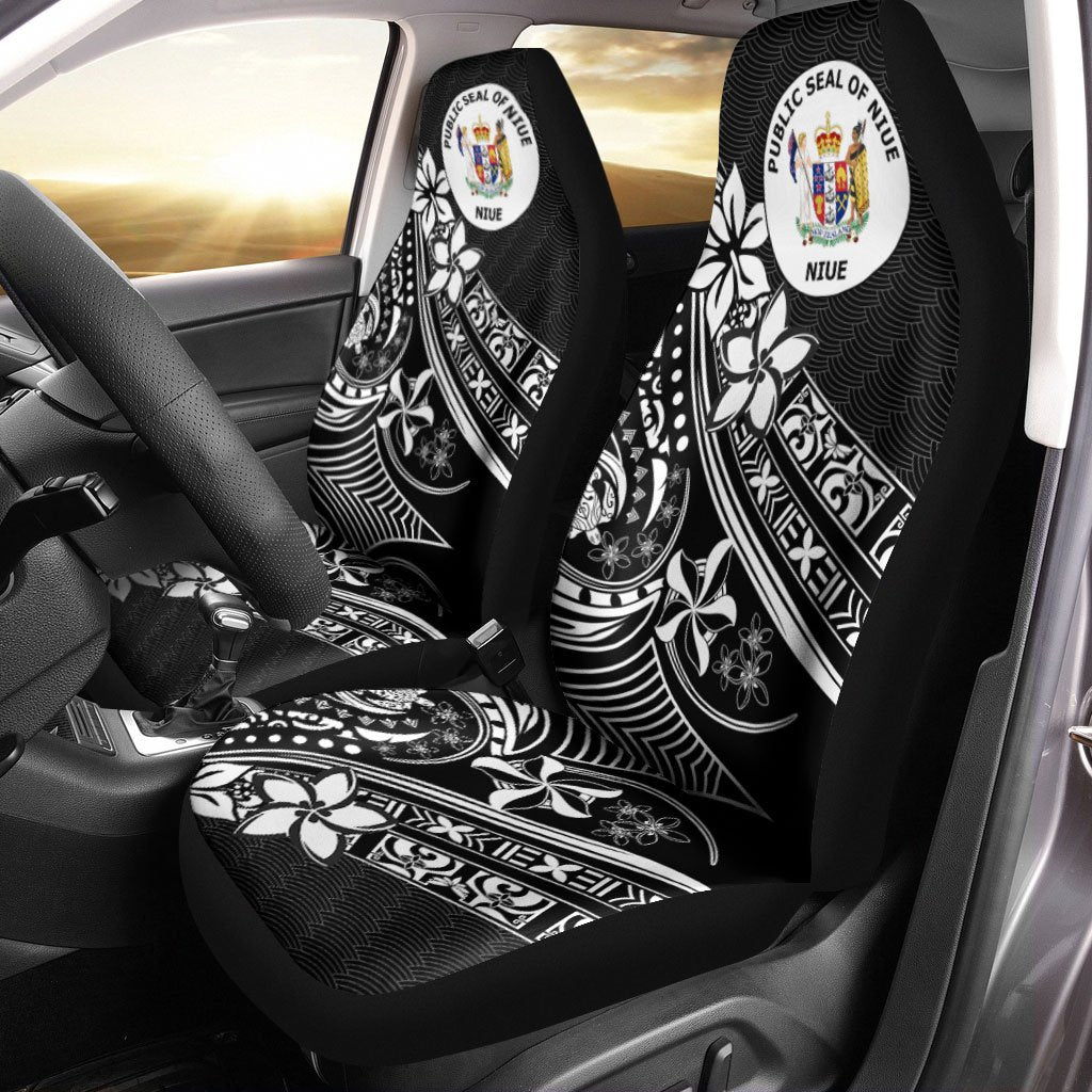 Niue Car Seat Cover - The Flow OF Ocean Universal Fit Black - Polynesian Pride