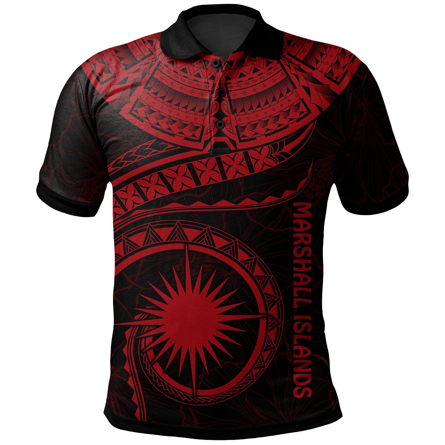 Marshall Islands Polynesian Polo Shirt Marshall Islands Waves (Red) Unisex Red - Polynesian Pride