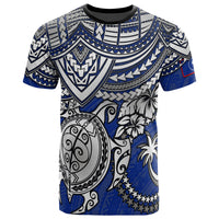 Chuuk T Shirt Chuuk Flag Polynesian White Turtle Hibiscus (Blue) Unisex Blue - Polynesian Pride