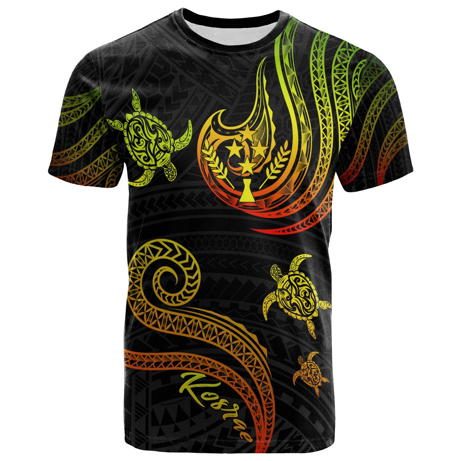 Kosrae T Shirt Polynesian Turtle With Pattern Reggae Unisex Art - Polynesian Pride