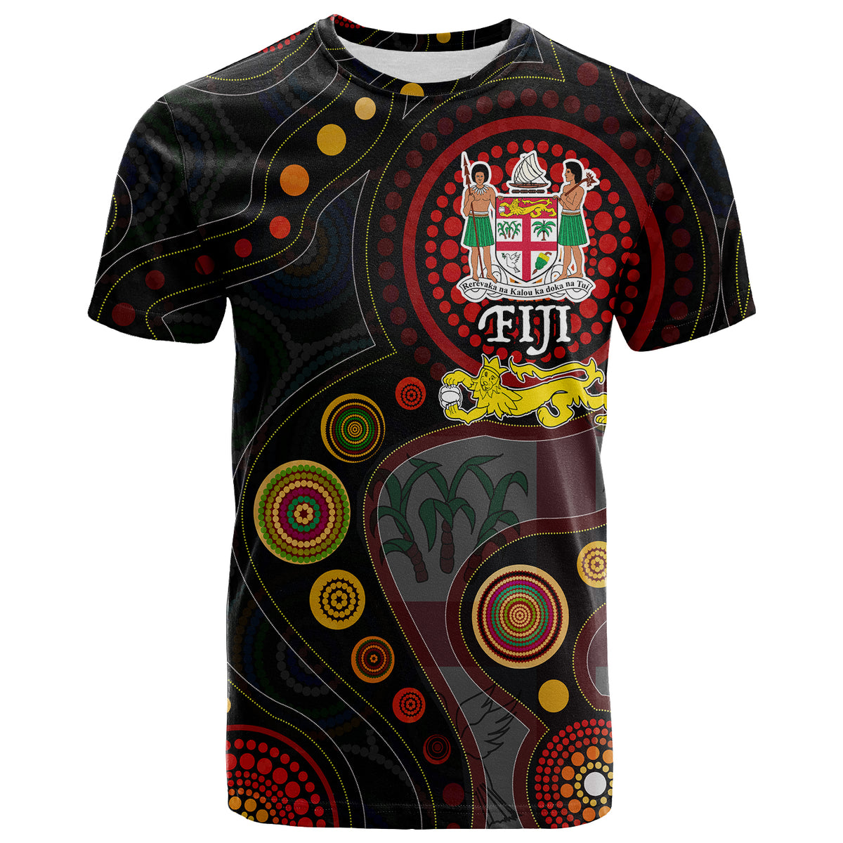 Fiji With Aboriginal T Shirt LT20 Unisex Green - Polynesian Pride
