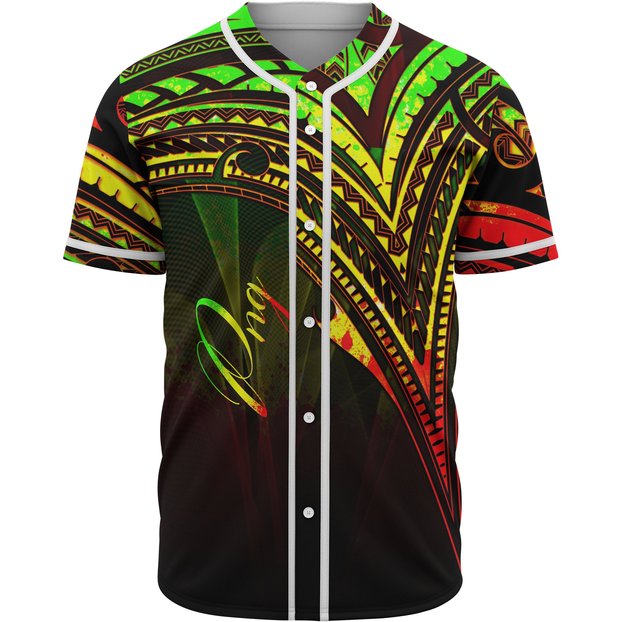 Papua New Guinea Baseball Shirt - Reggae Color Cross Style Unisex Black - Polynesian Pride