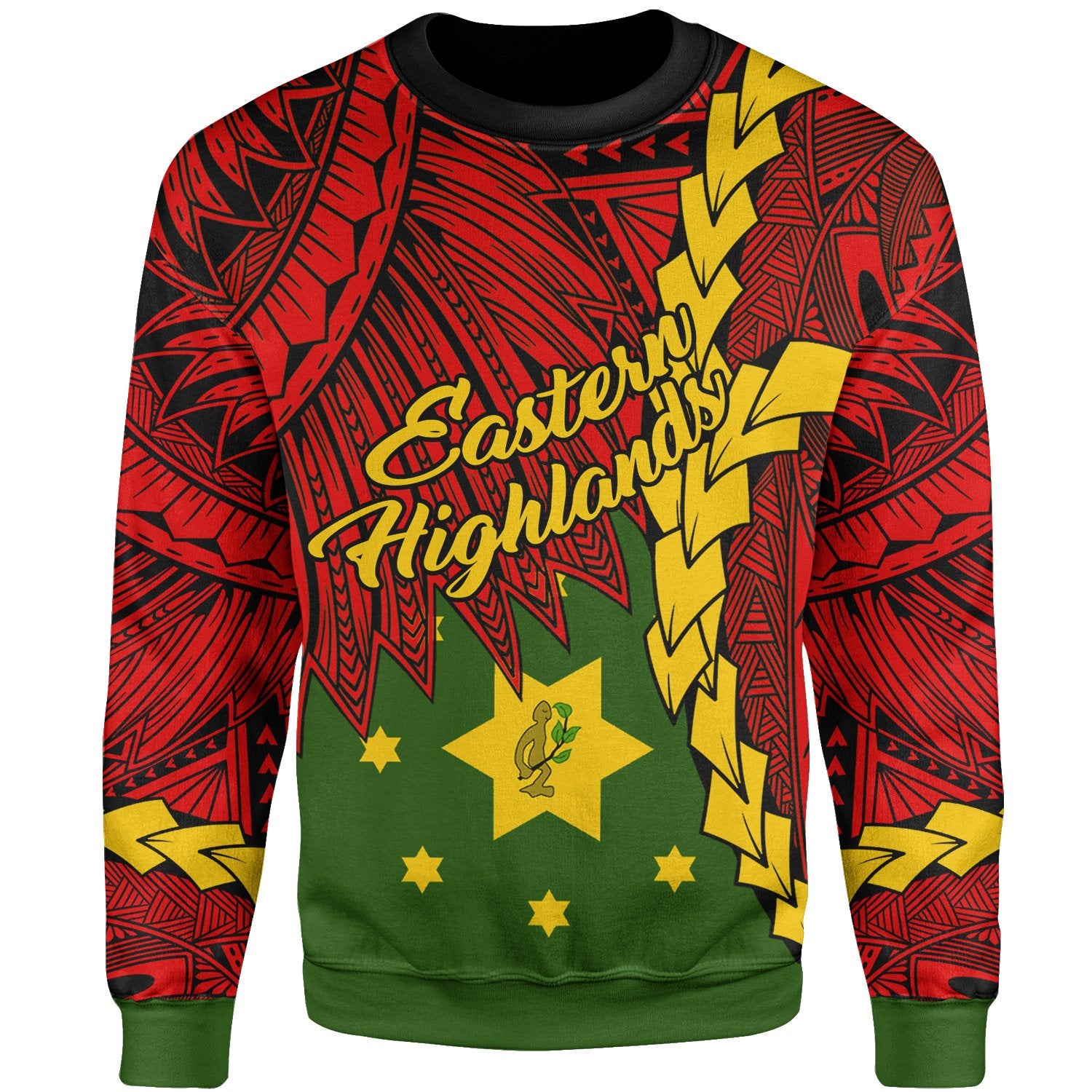 Papua New Guinea Eastern Highlands Province Polynesian Sweater - Tribal Wave Tattoo Unisex Red - Polynesian Pride