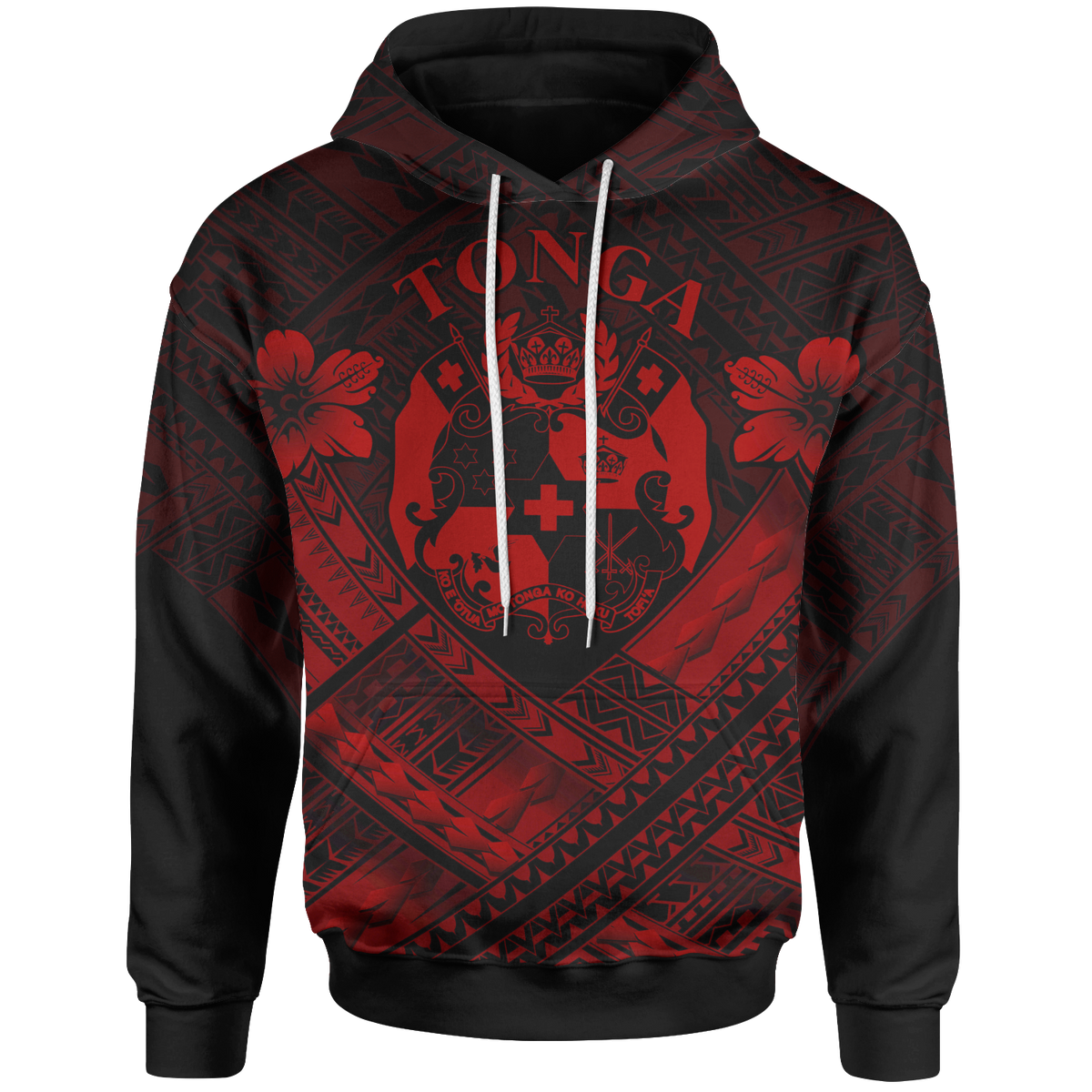 Tonga Polynesian Hoodie Tonga Red Seal Camisole Hibiscus Style Unisex White - Polynesian Pride