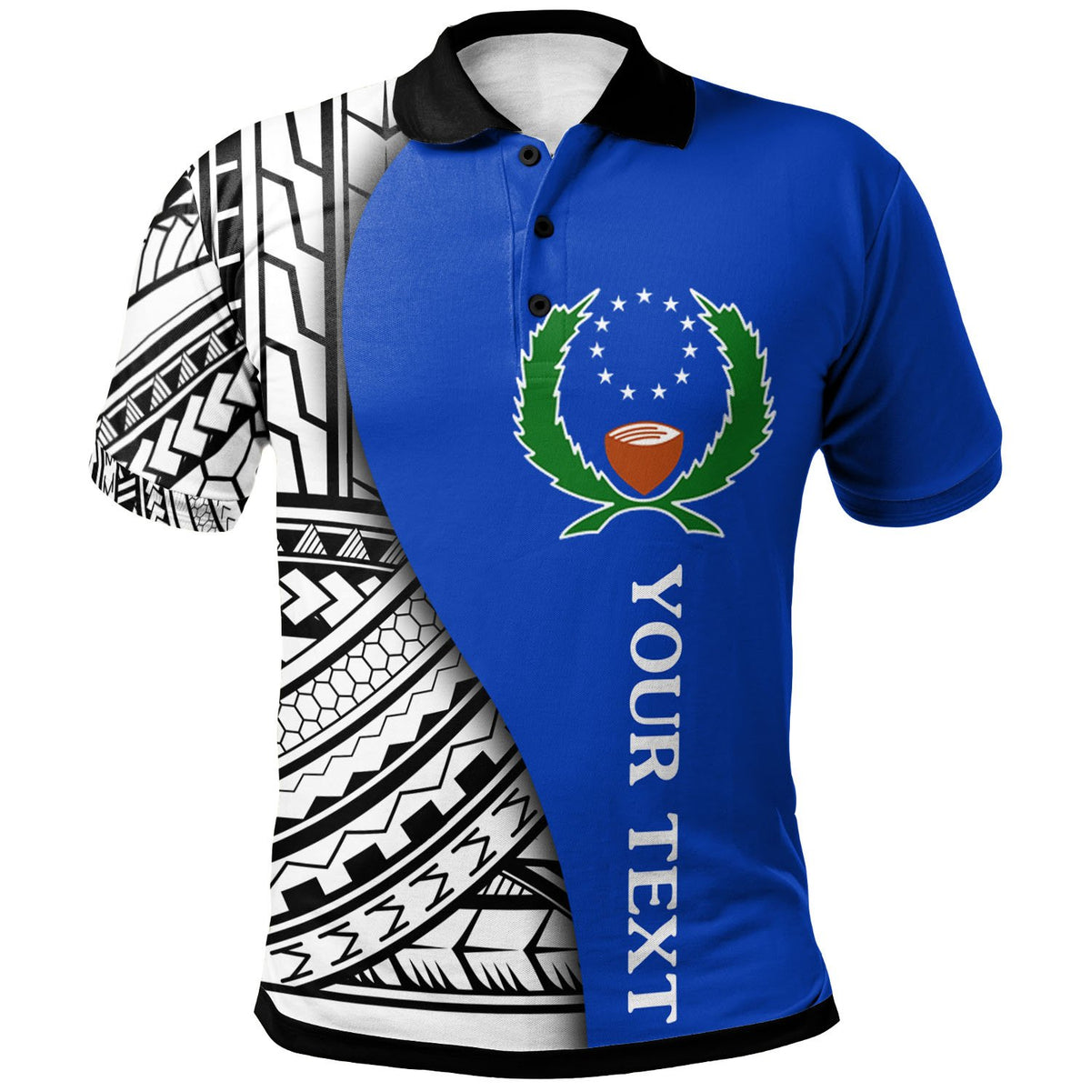 Pohnpei Custom Polo Shirt Coat Of Arm and Polynesian Patterns Unisex Blue - Polynesian Pride