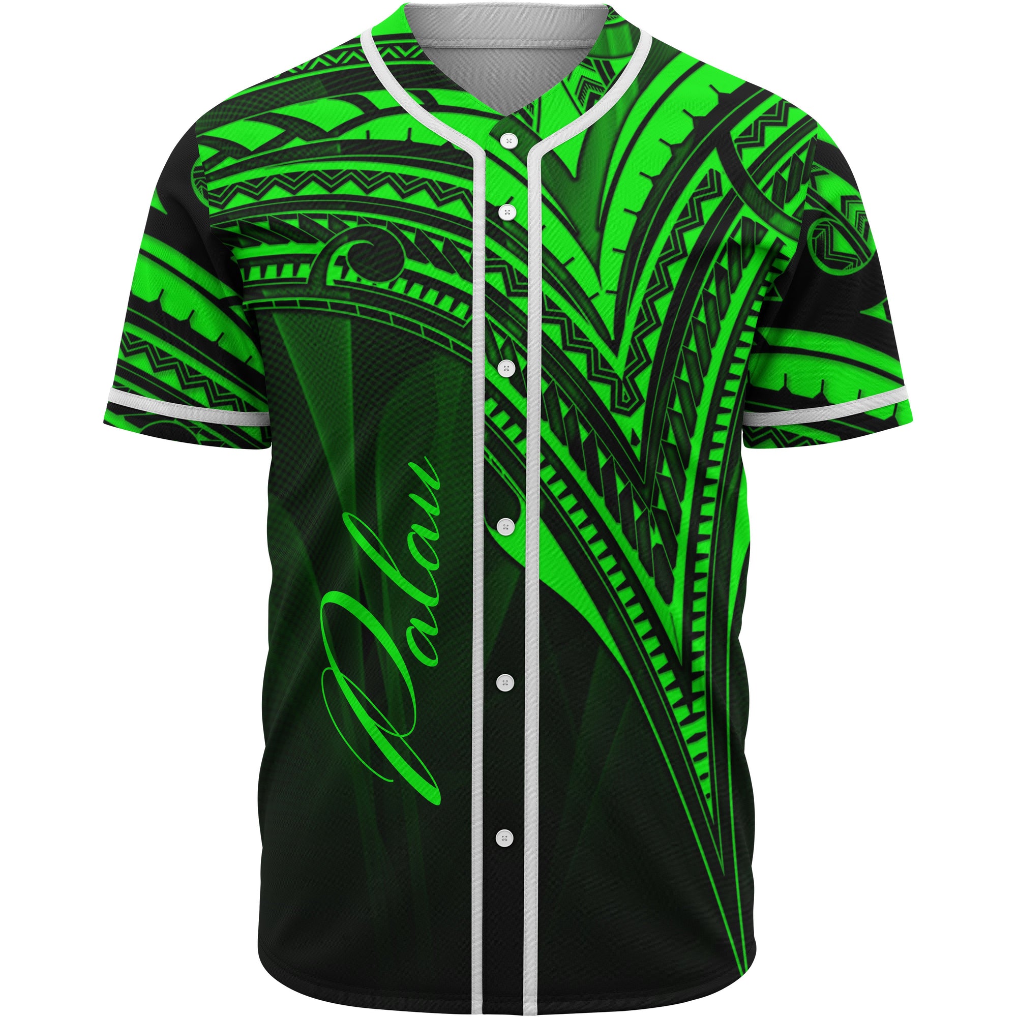 Palau Baseball Shirt - Green Color Cross Style Unisex Black - Polynesian Pride