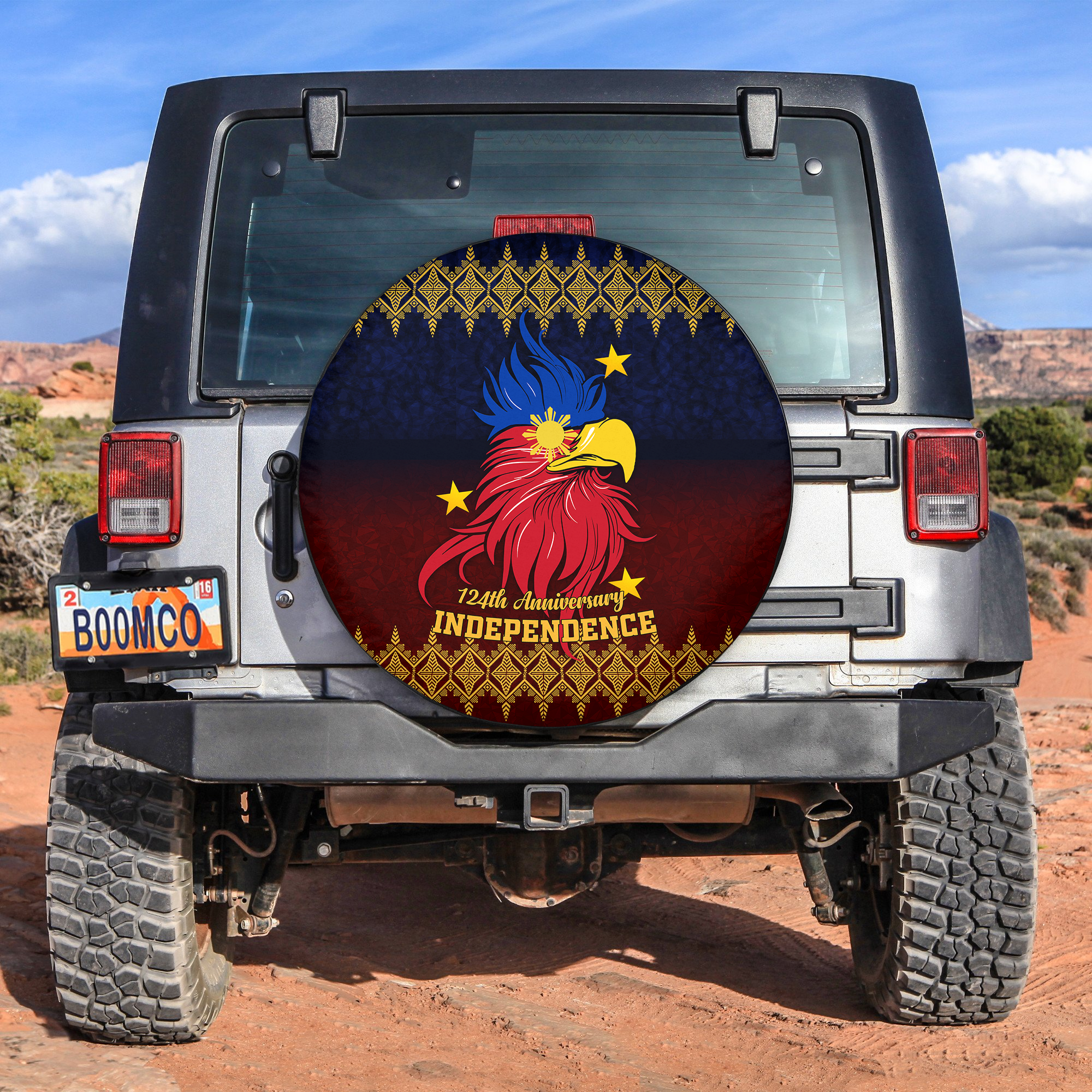 The Philippines Independence Anniversary 124th Years Spare Tire Cover - LT12 Blue - Polynesian Pride