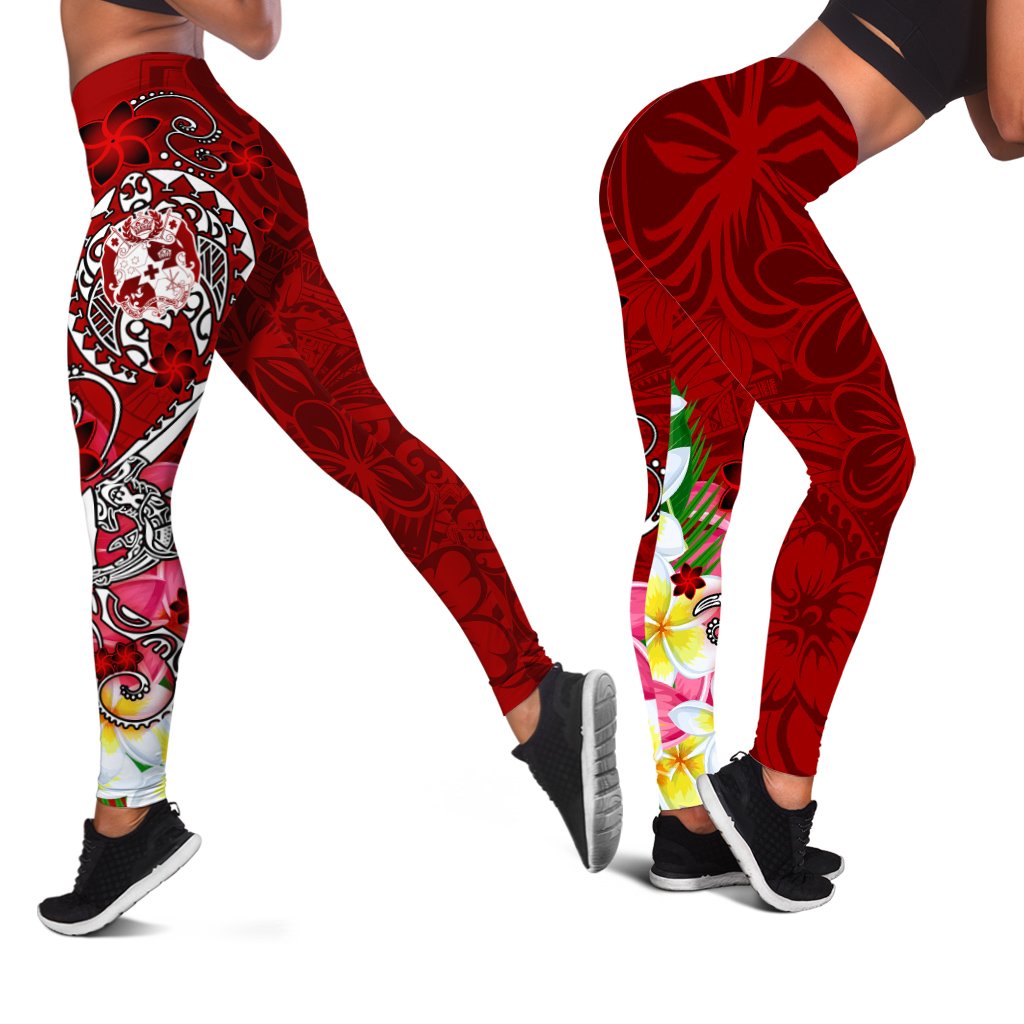 Tonga legging - Turtle Plumeria (RED) Red - Polynesian Pride