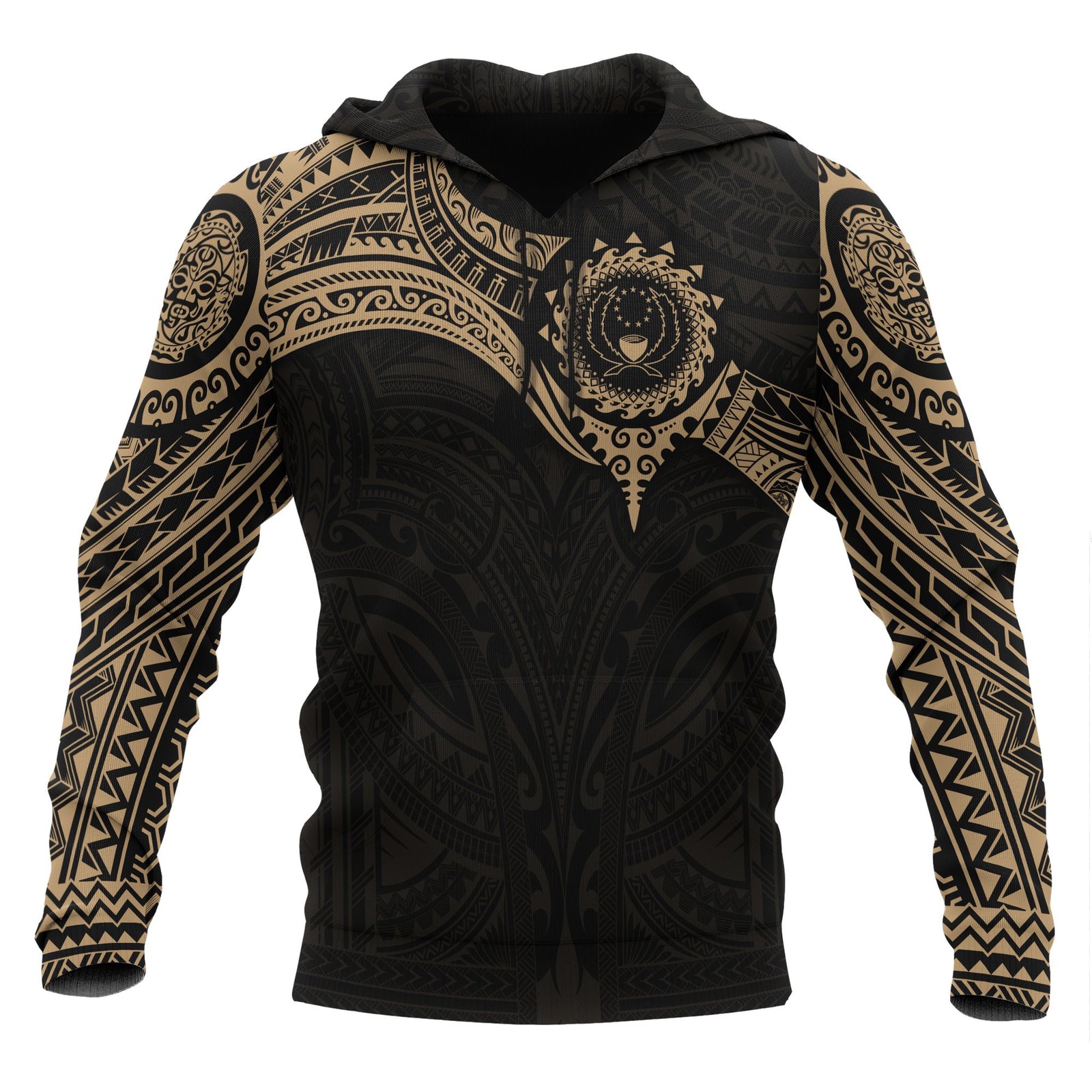Pohnpei Micronesian Hoodie Gold Heart Shield Unisex GOLD - Polynesian Pride