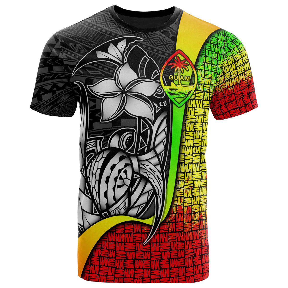 Guam Polynesian T Shirt Reggae Turtle with Hook Unisex Reggae - Polynesian Pride