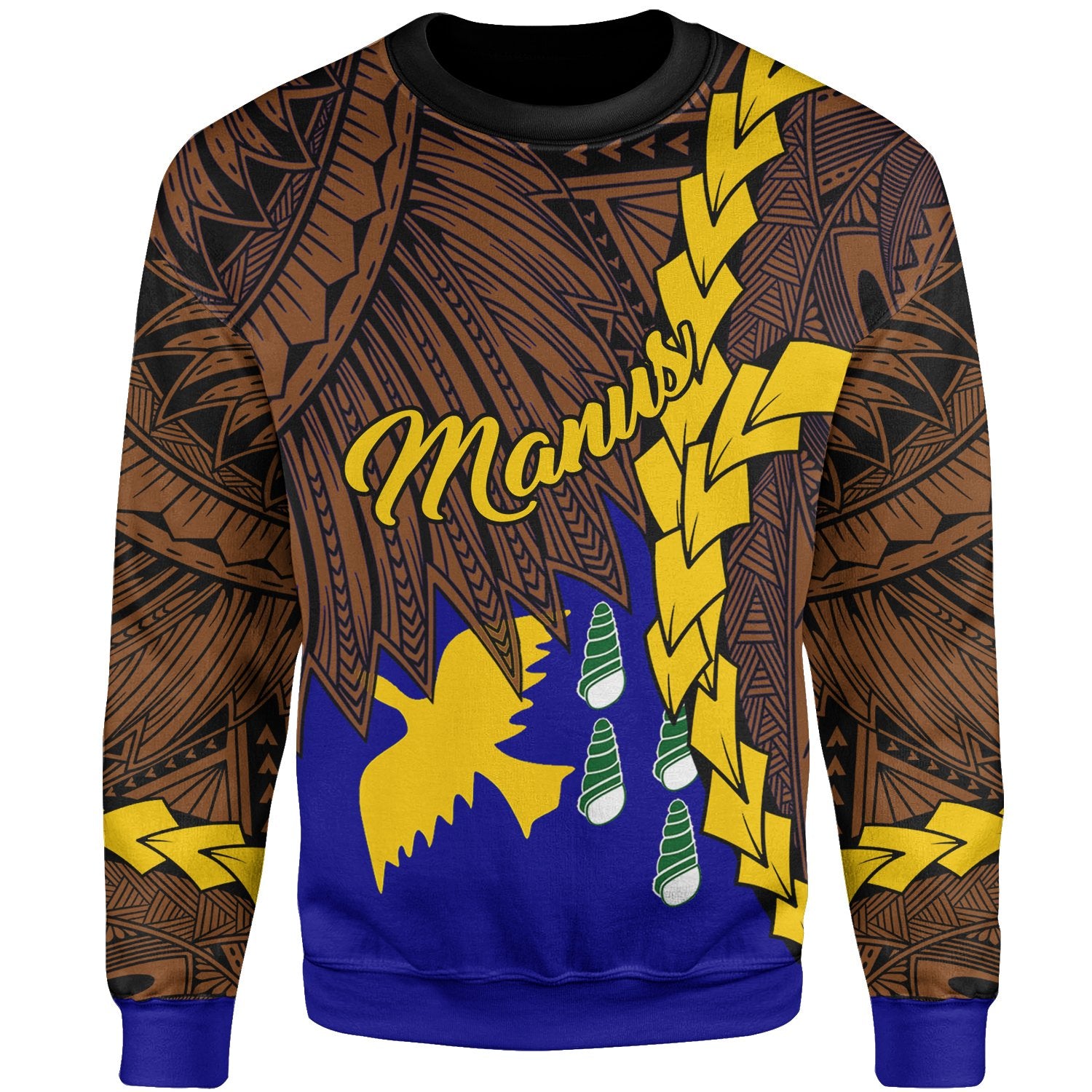 Papua New Guinea Manus Province Polynesian Sweater - Tribal Wave Tattoo Unisex Blue - Polynesian Pride