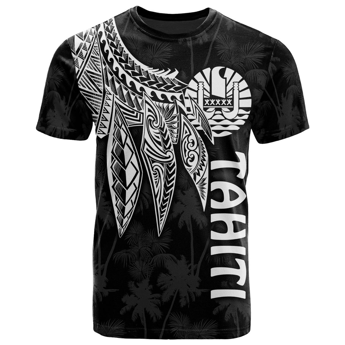 Tahiti T Shirt Polynesian Wings (White) Unisex Art - Polynesian Pride