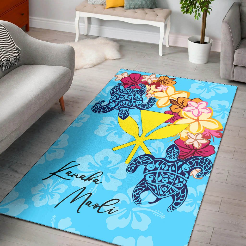 Hawaii Kanaka Maoli Area Rug - Tropical Style Blue - Polynesian Pride