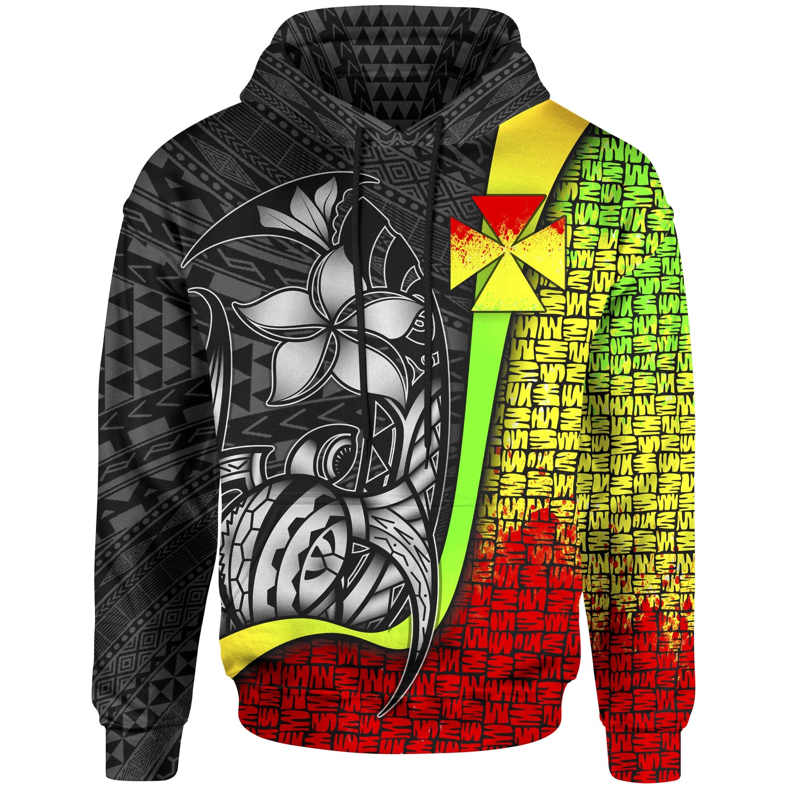 Wallisnd Futuna Polynesian Hoodie Reggae Turtle with Hook Unisex REGGAE - Polynesian Pride