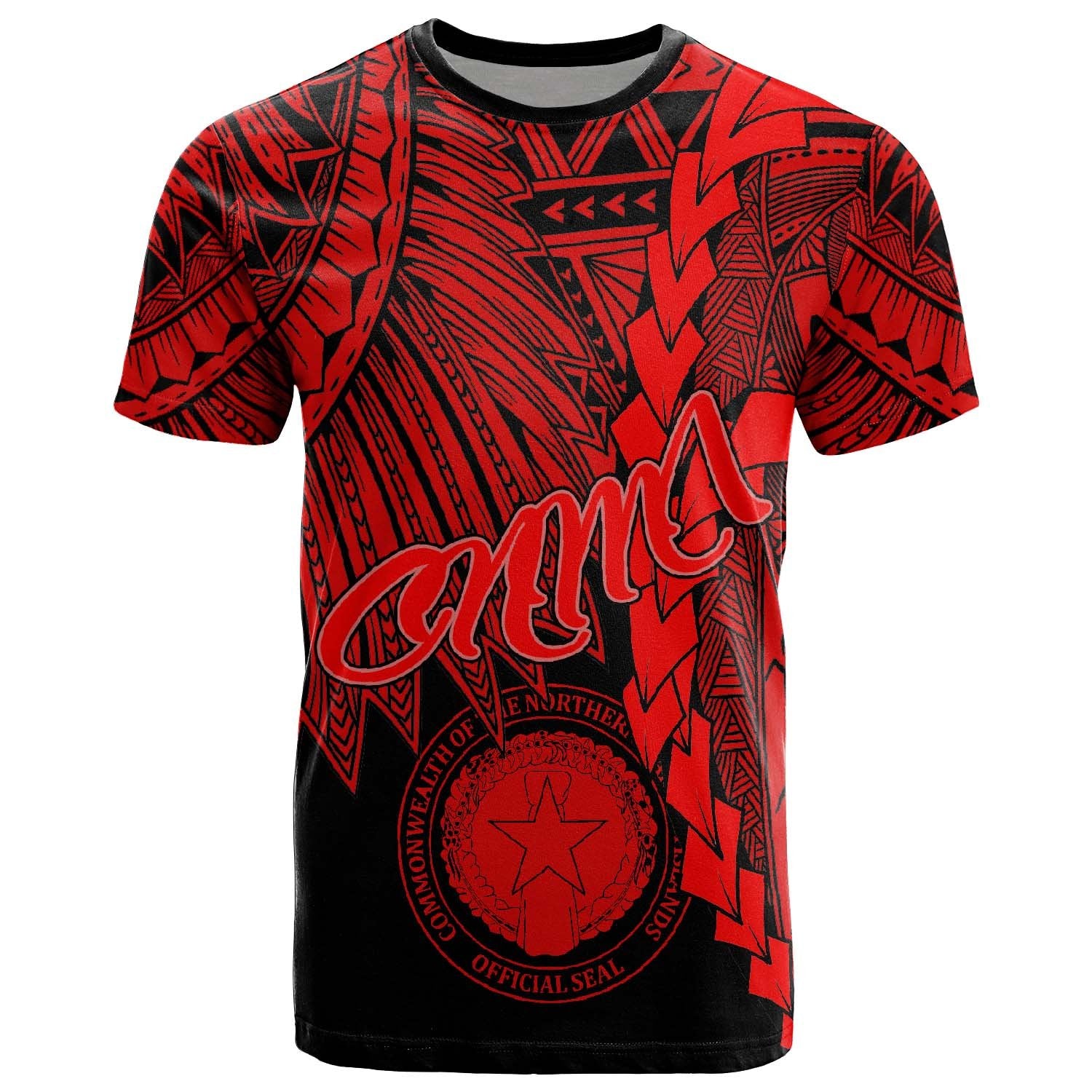 Northern Mariana Islands Polynesian T Shirt Tribal Wave Tattoo Red Unisex Red - Polynesian Pride
