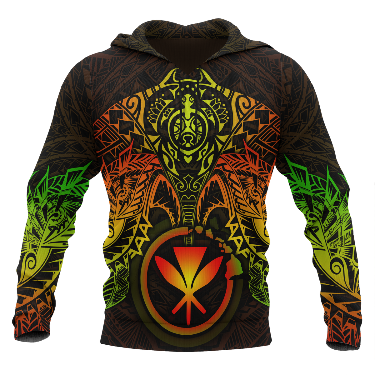 Polynesian Hawaii Hoodie Reggae Turtle Manta Ray Unisex RED - Polynesian Pride