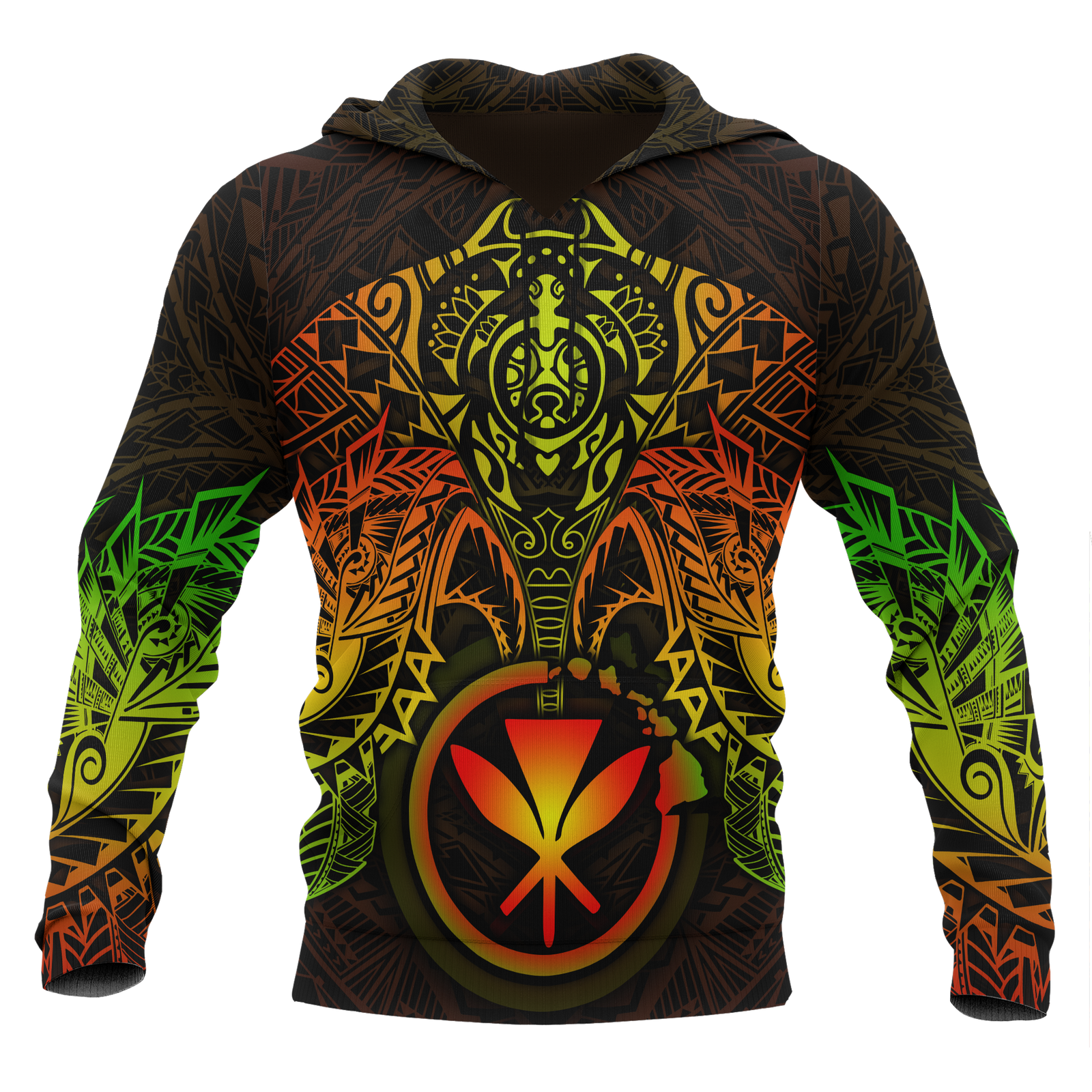 Polynesian Hawaii Hoodie Reggae Turtle Manta Ray Unisex RED - Polynesian Pride