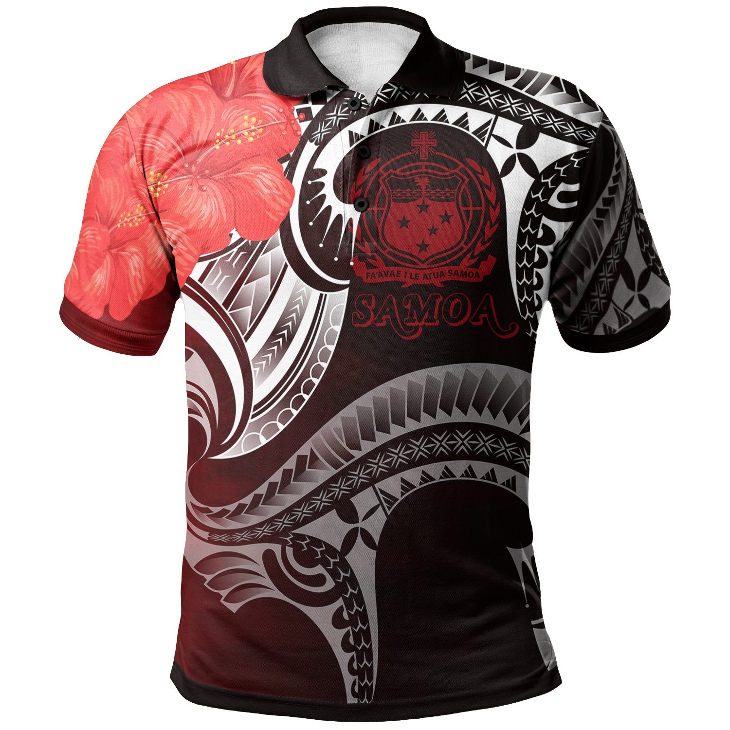 Samoa Polo Shirt Samoan Seal Wave Style (Red) Unisex Red - Polynesian Pride